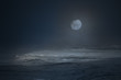 Foggy moon over the sea
