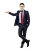 young attractive business man in black suite on white background