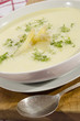 asparagus cream soup in a white bowl