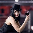 beautiful woman  with red wine