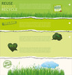 Abstract green background with torn paper