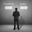 man standing in front of two way