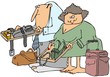 Man & woman at a security check