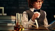 Old-Fashioned Schoolboy Reading