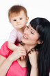 Mom and baby, on a gray background