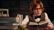 Old-Fashioned Schoolboy Reading