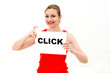woman with board Click