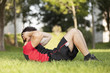 Athlete making some abdominals