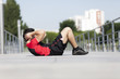Athlete making some abdominals