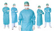 Group of surgeons over white