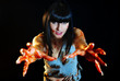 Girl with bloody hands