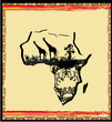 Abstracted grunge Tiger and giraffe illustration