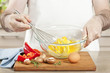 Photo: Whisking eggs in bowl Whisking eggs in bowl