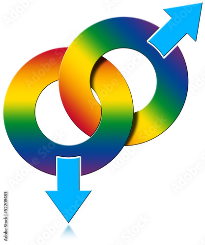 Illustration: Gay Male Rainbow Colored Symbol Gay Male Rainbow Colored Symbol