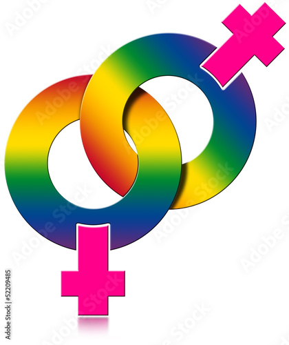 Illustration: Gay Female Rainbow Colored Symbol Gay Female Rainbow Colored Symbol