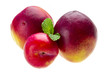 Ripe bright peaches, plum and mint