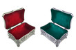 Jewelry box with red and green velvet inner side