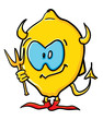 Funny cartoon lemon is demon