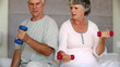 Mature couple doing exercises