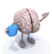 brain with big blue pill on hand