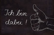 Hintergrund, Schultafel, Zeichnung, Daumen hoch, Ich bin dabei