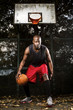 Basketball player on the outdoor basketball court.