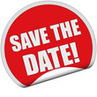 Sticker rot rund cu SAVE THE DATE