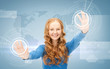 businesswoman working with virtual screens