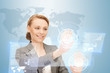 businesswoman working with virtual screens