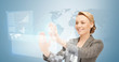 businesswoman working with virtual screens