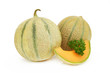 deux melons et une part fond blanc