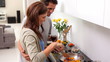 Couple making dinner together