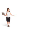 young woman presenting white copy space