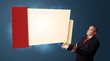 businessman presenting modern origami copy space