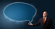 businessman presenting speech bubble copy space