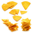 Photo: Mexican nachos set on white background . Mexican nachos set on white background .