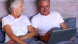 Elderly couple doing something on the laptop