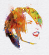 Grunge watercolour female face
