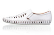 Photo: White male summer shoe over white White male summer shoe over white