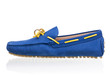 Photo: Blue female loafer over white Blue female loafer over white