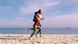 Fit couple running together
