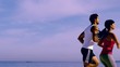 Young couple running together