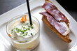 Entrée, tartine, verrine, mousse, crème, jambon, porc