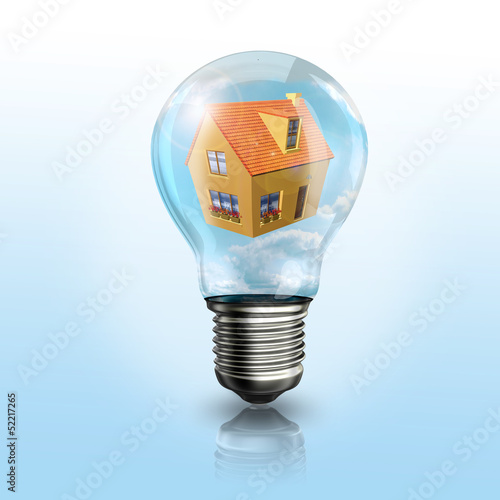 Illustration: A light bulb with a house inside A light bulb with a house inside