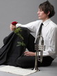 Portrait young man enamoured love Trumpet
