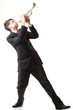 Portrait of a young man playing his Trumpet