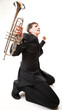 young man joy, glee and his Trumpet