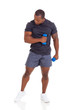 Photo: african muscular man working out with dumbbells african muscular man working out with dumbbells