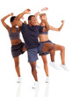 happy group doing aerobic dance