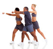 group of people exercising karate